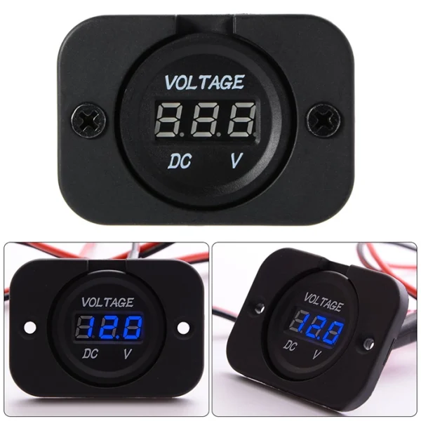 ولت متر DC پنلی 5 تا 48 ولت مناسب خودرو رنگ آبی
