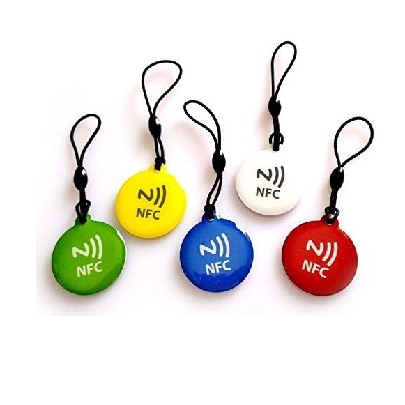 تگ گرد جاسوئیچی شیشه‌ای NFC NTAG215 RFID رنگ قرمز